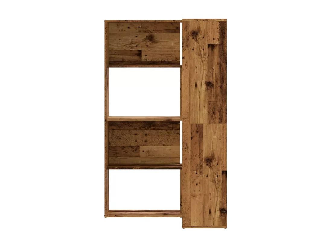Bibliothèque d'angle à 4 niveaux vieux bois bois d'ingénierie