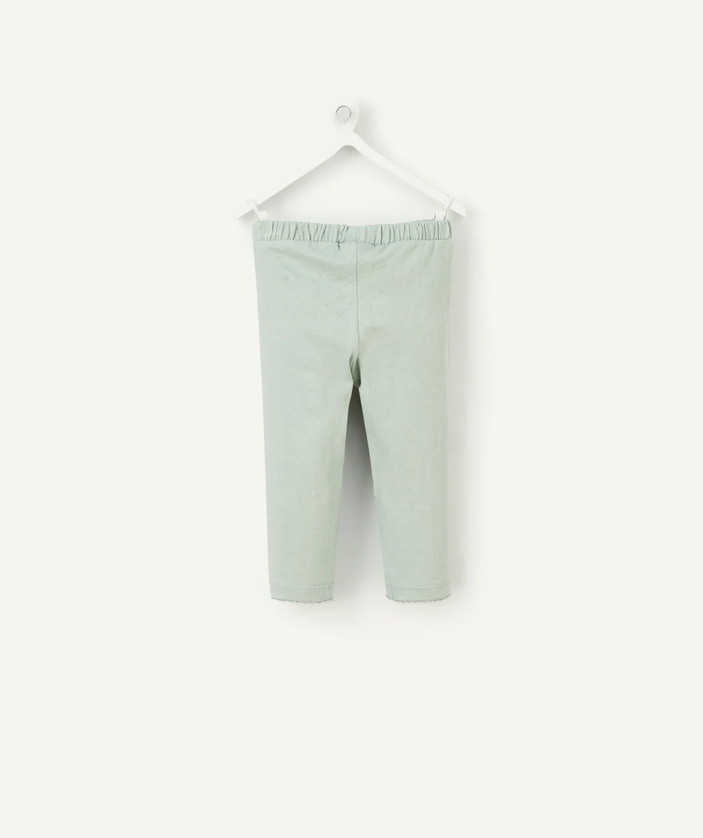 LEGGING BÉBÉ FILLE VERT EN COTON BIO AVEC FESTONS