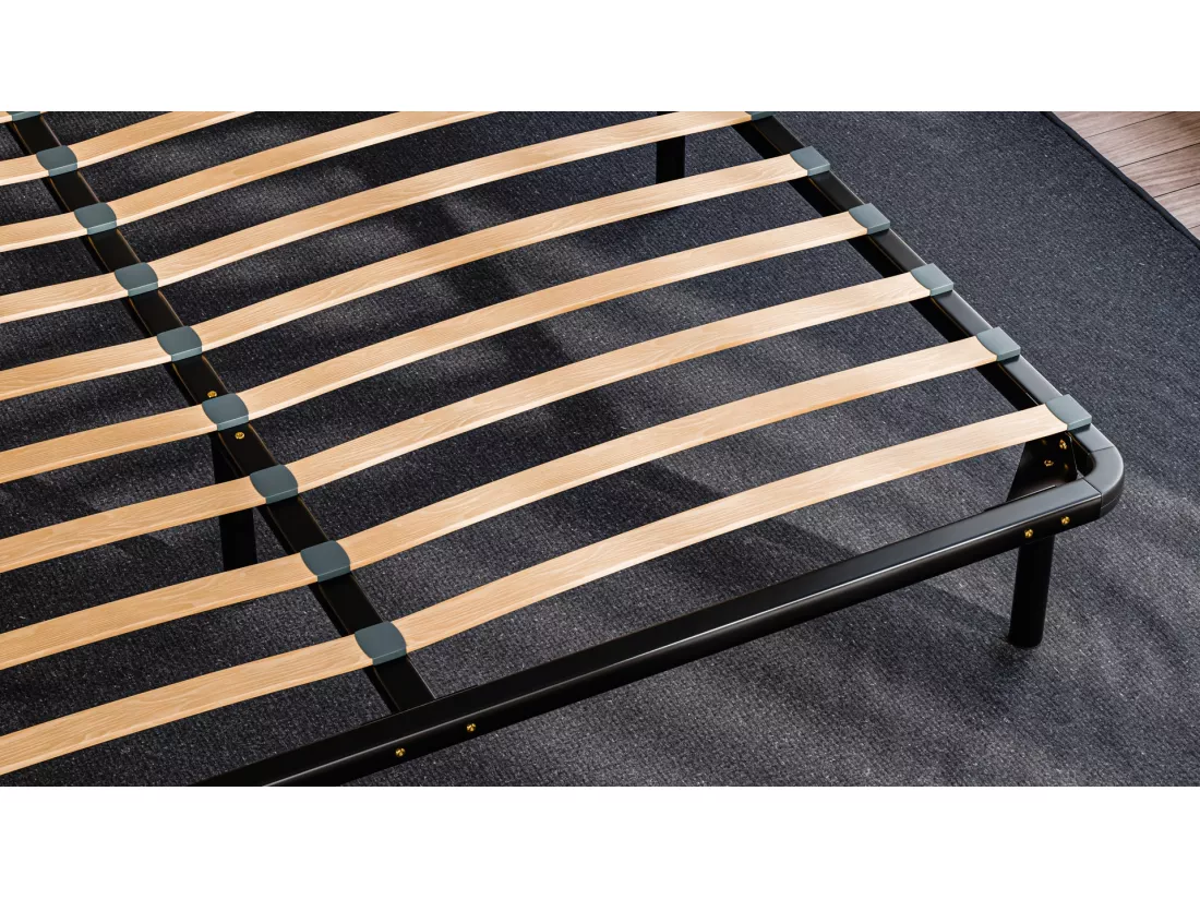 Sommier à Latte 140x200 cm Métal Noir Structure Solide Haute Qualité - Anti-grincement - Confortable et Résistant - Douce Lune