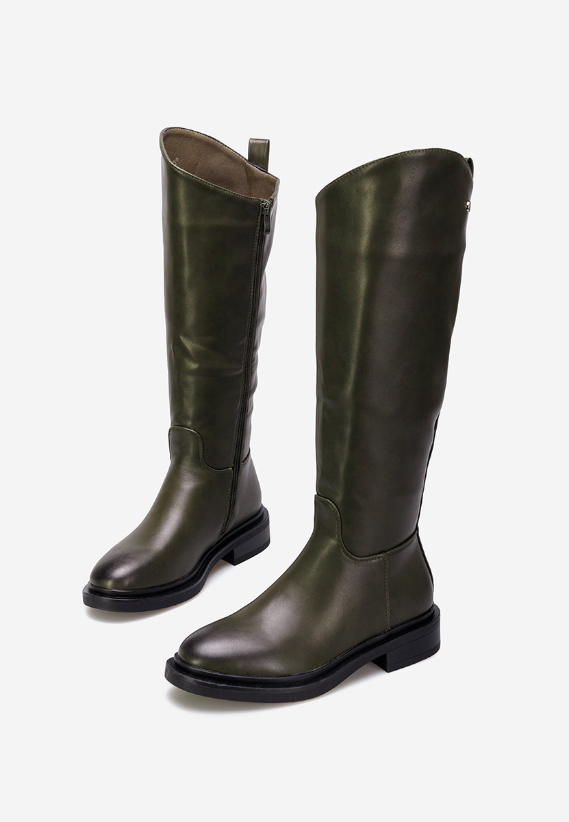 Bottes à petit talon vert Braga