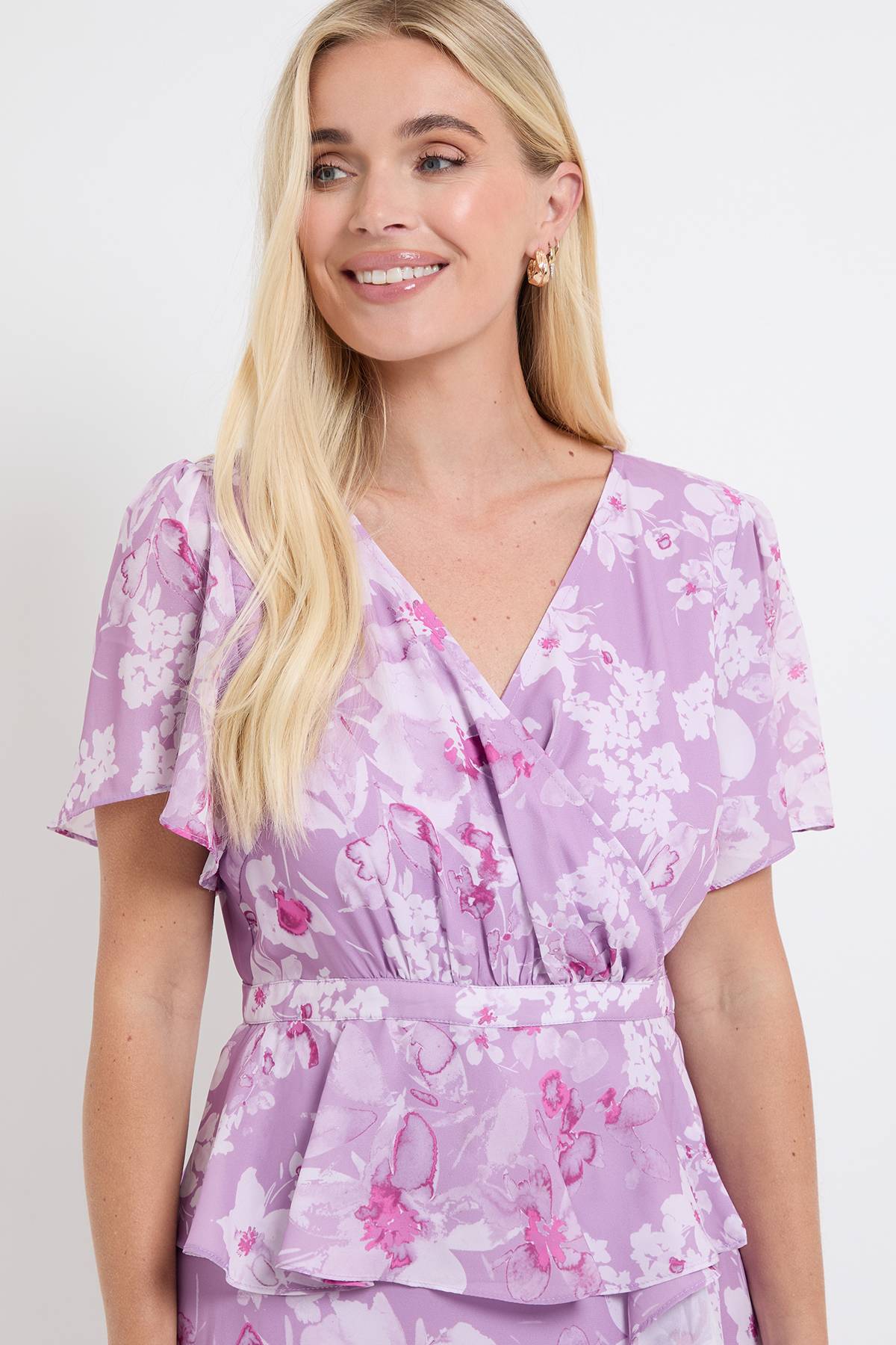 Wallis Robe Midi À Basque Volantée Et Imprimé Fleuri Petite
