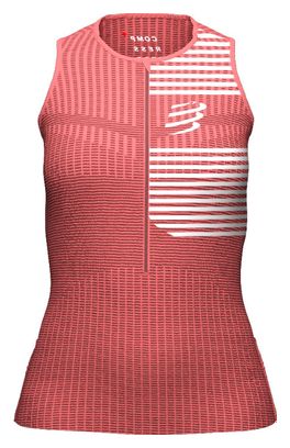 Maillot Sans Manches Femme Compressport Tri Postural Rouge Corail