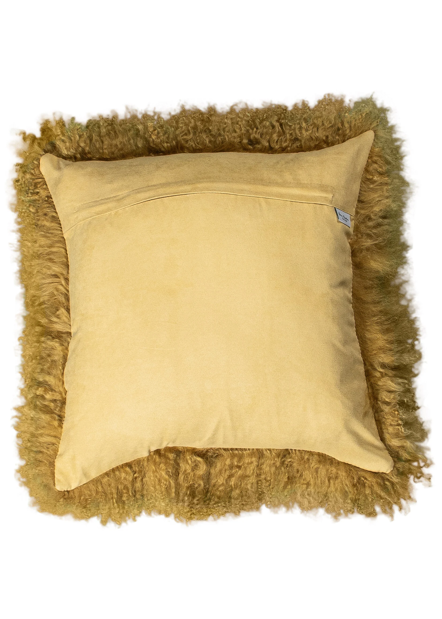 Kussen Tibetaans Schapenvacht 45x45 cm Okergeel