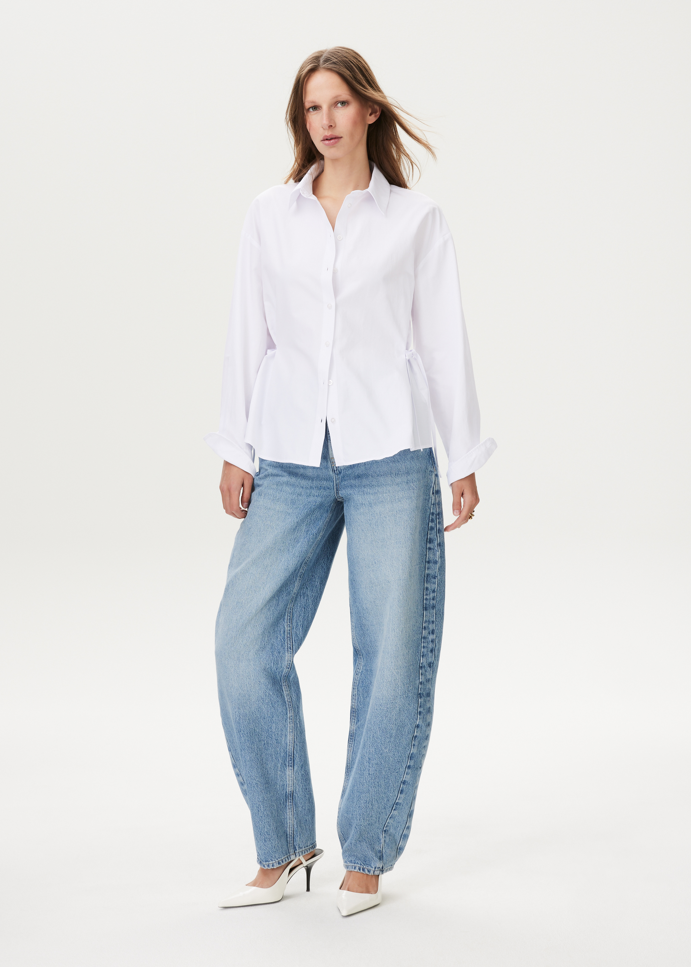 Overhemdblouse met strikjes
