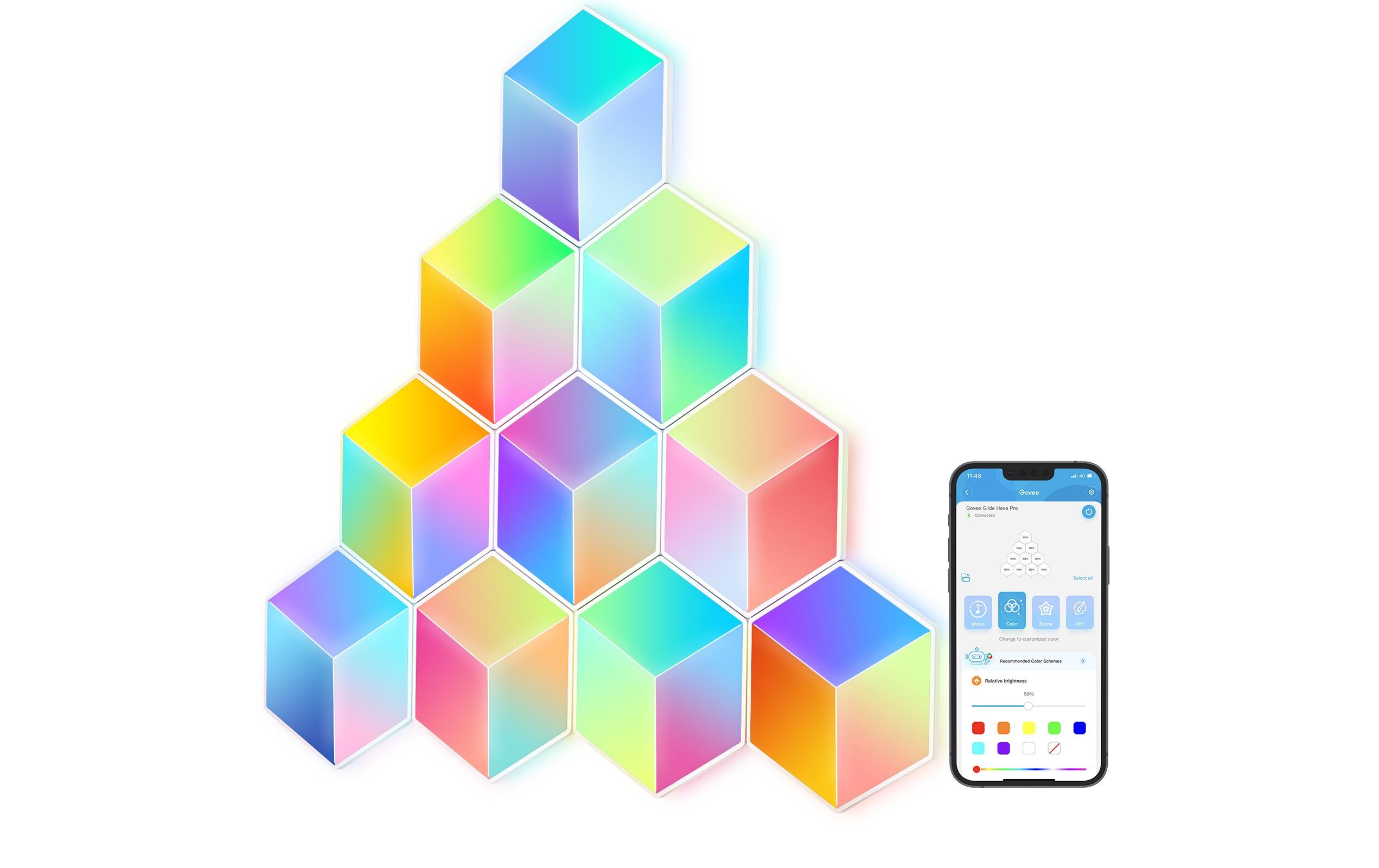 Panelleuchte Glide Hexa Pro, 10er, RGBIC<br>Light Panels