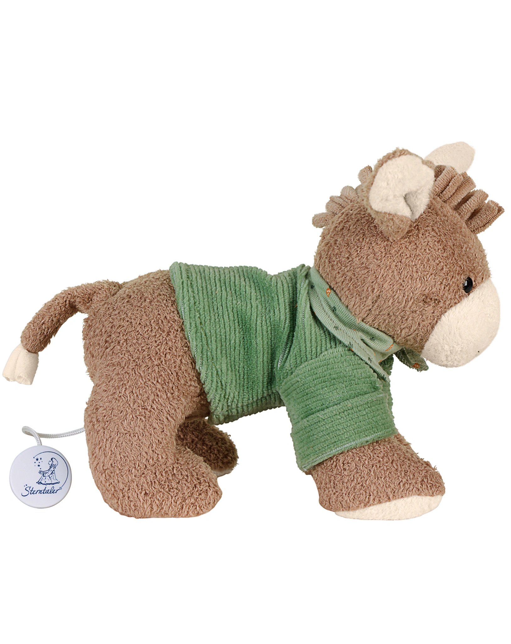 Spieluhr ESEL EMMILIUS (20 cm) in grün/hellbraun