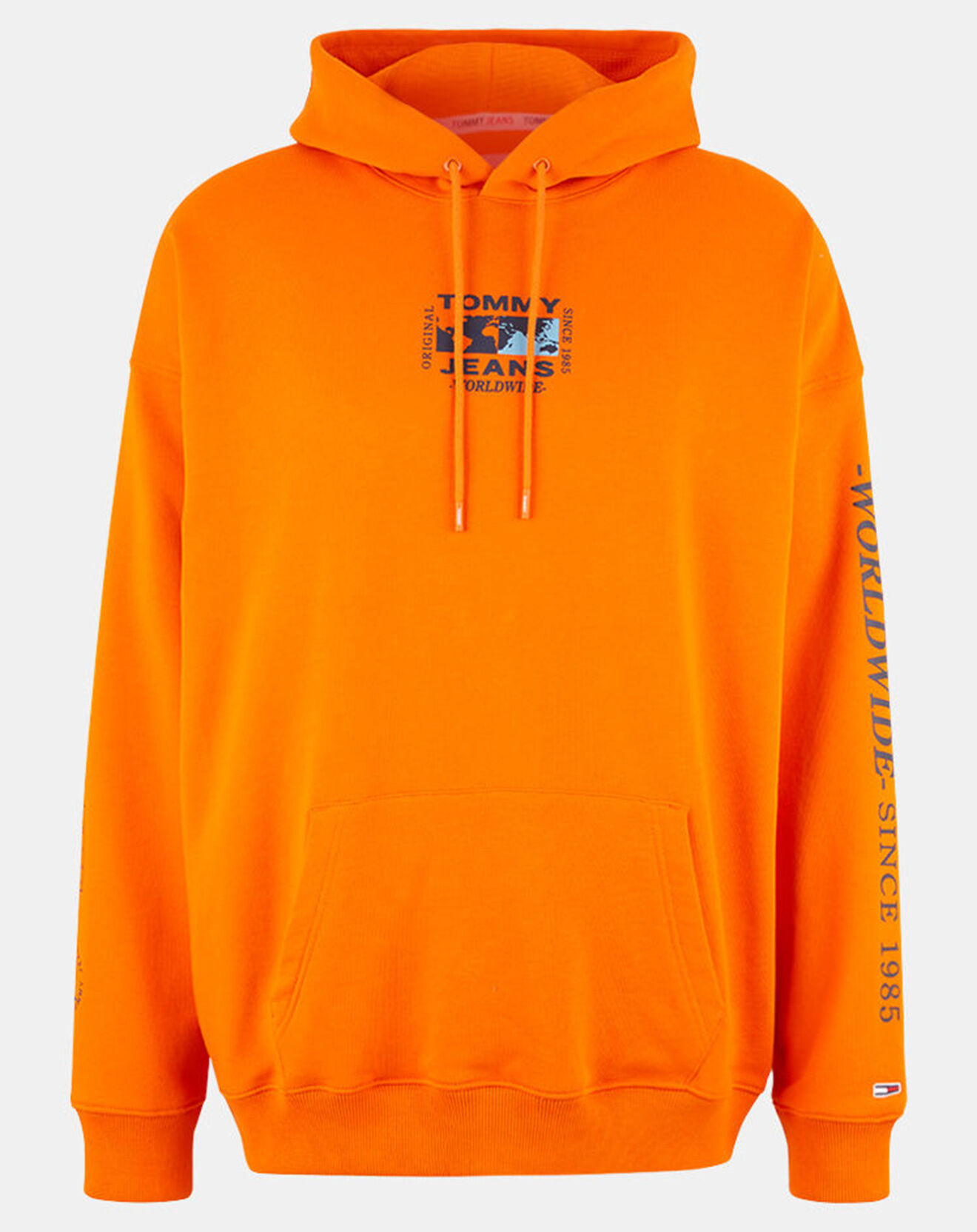 Tommy Jeans Sweat en Coton Bio Abstract Globe orange