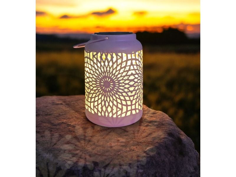Dameco Laterne Muster Rosa LED Solar Laterne