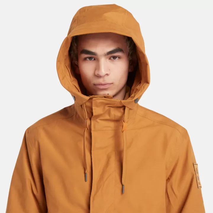 Jaqueta parka Snowdown Peak 3 em 1 com cauda de peixe, resistente à água, para homens, na cor amarela.
