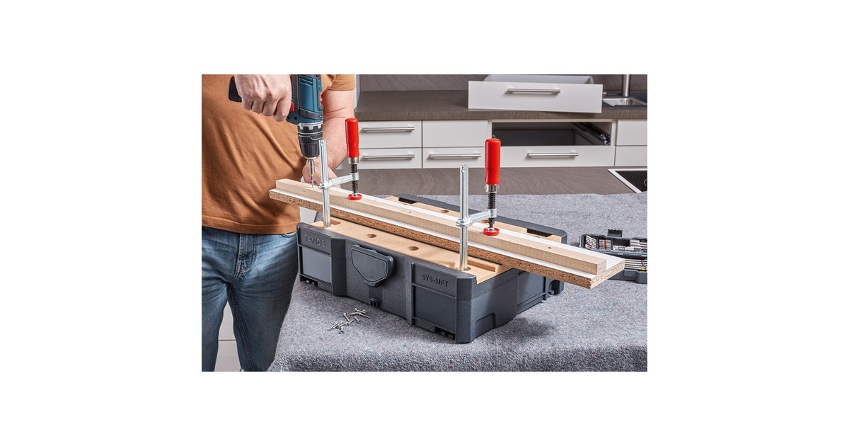 BESSEYGeheel stalen tafelklem GTR12 lijmklem  (Zilver/rood)