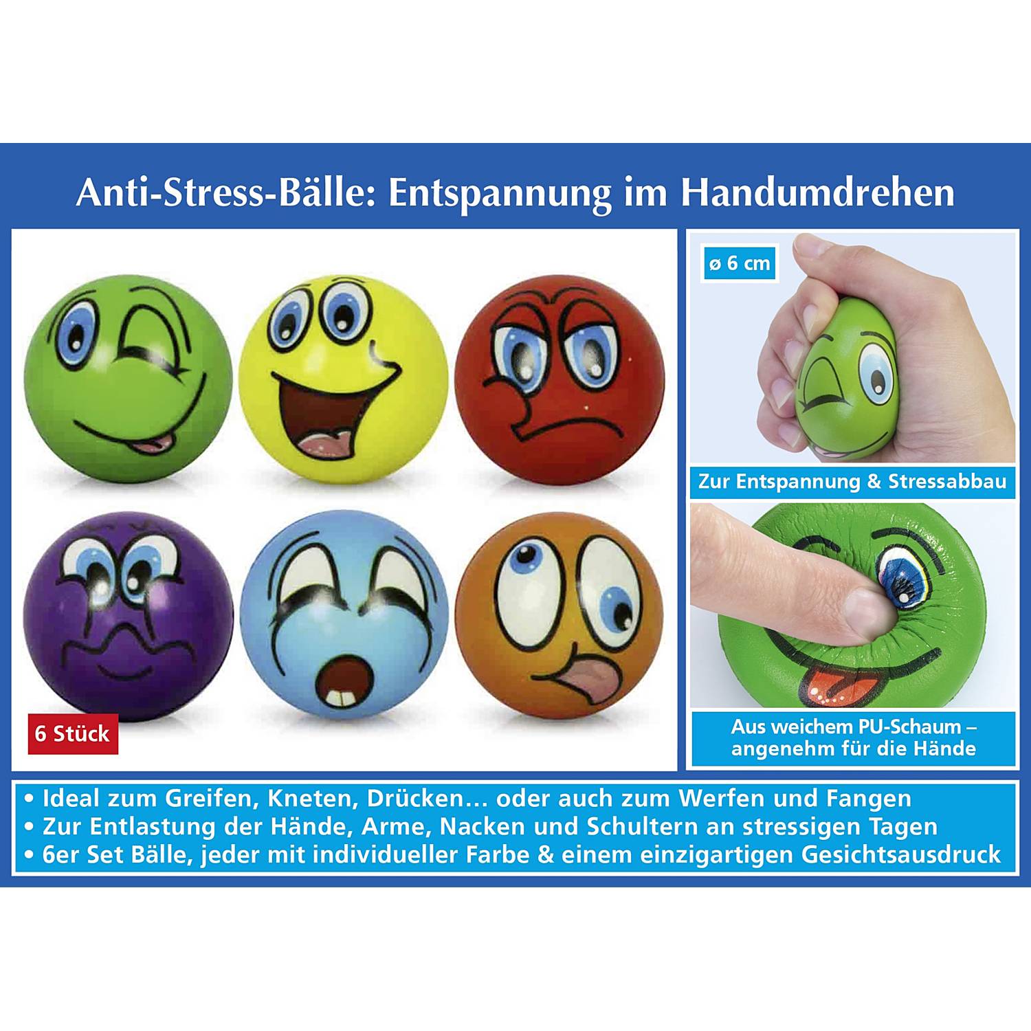 Wenko Anti-Stress-Ball im 6er-Set