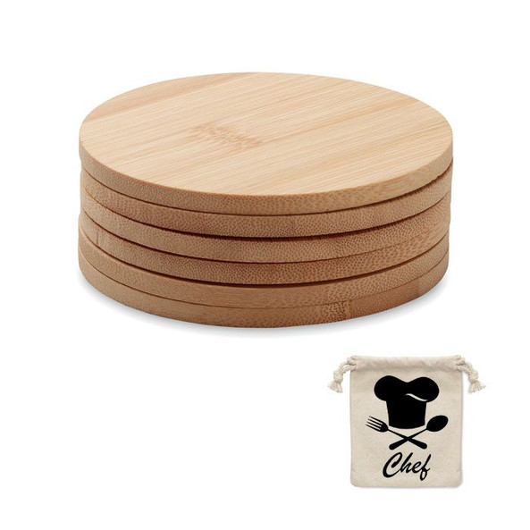 GiftRetail MO6601 - BAYIN SET Lot de 6 sous-verres en bambou