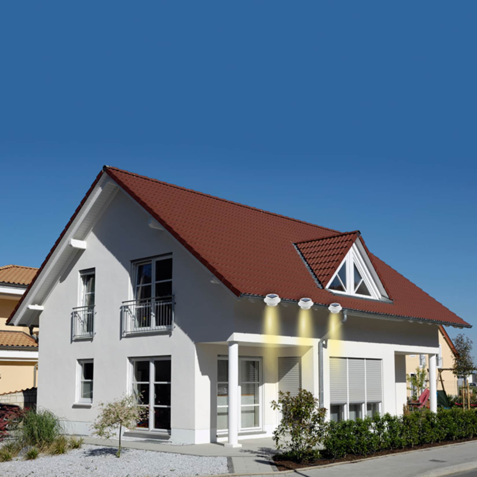 EASYmaxx Solar-Dachrinnen-Leuchte rund 3er-Set weiß