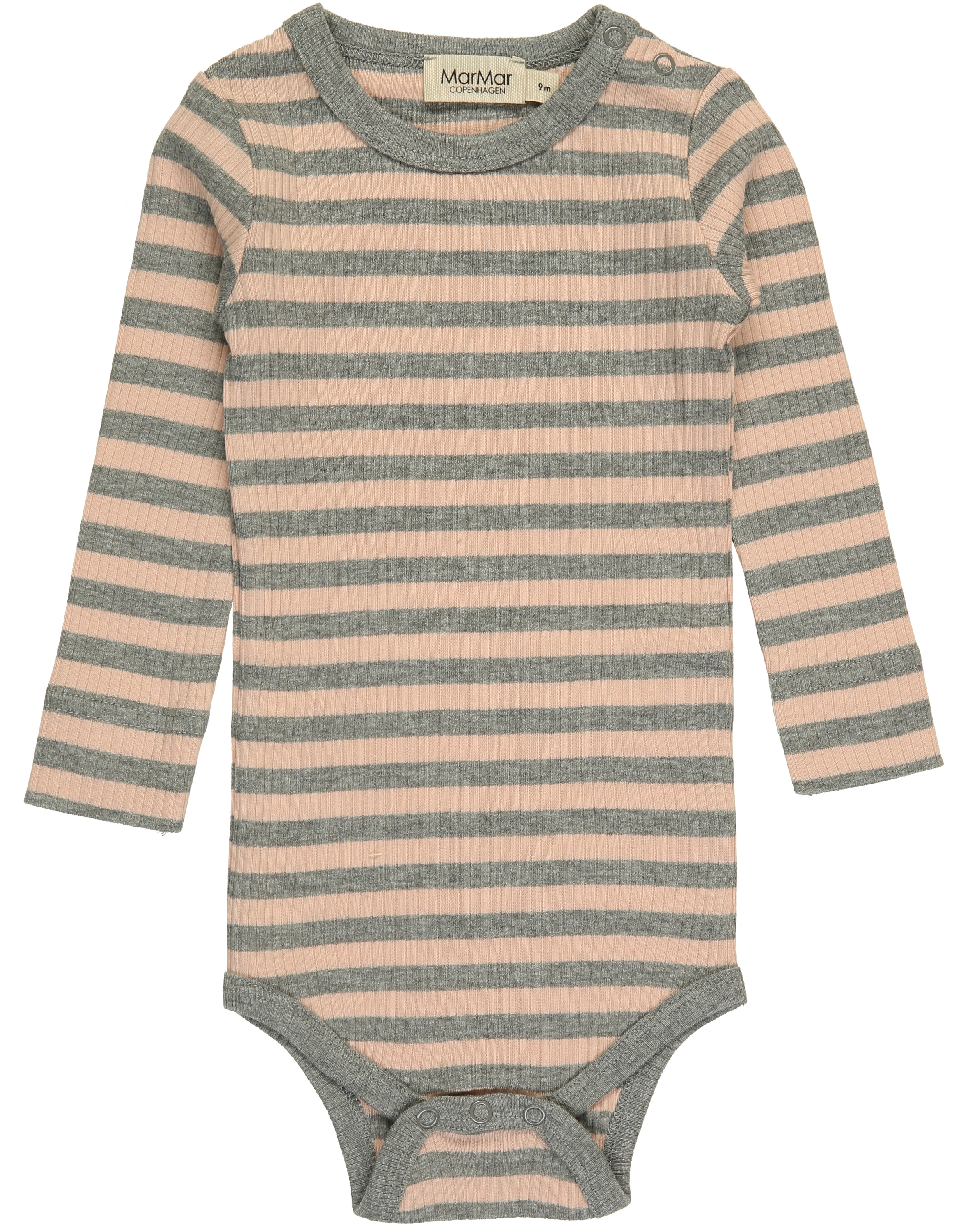 Langarmbody RIB STRIPE in rose/grey melange