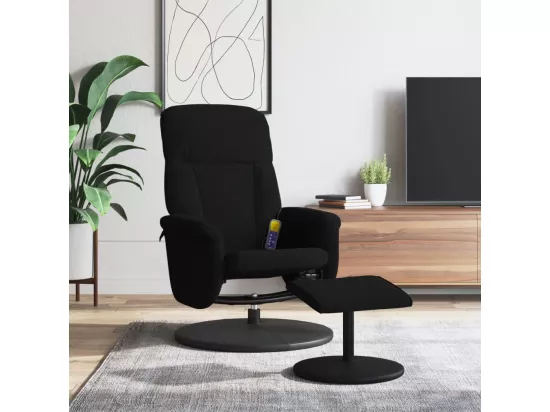 Fauteuil massant inclinable avec repose-pied noir velours