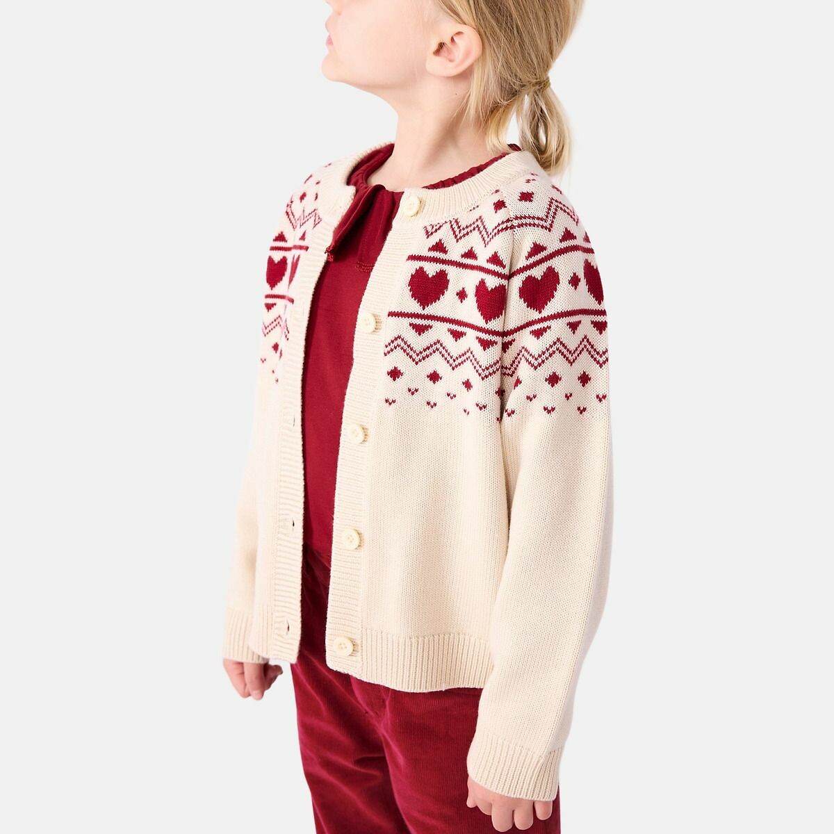 PETIT BATEAU<br>Colete em lã e algodão, padrão jacquard