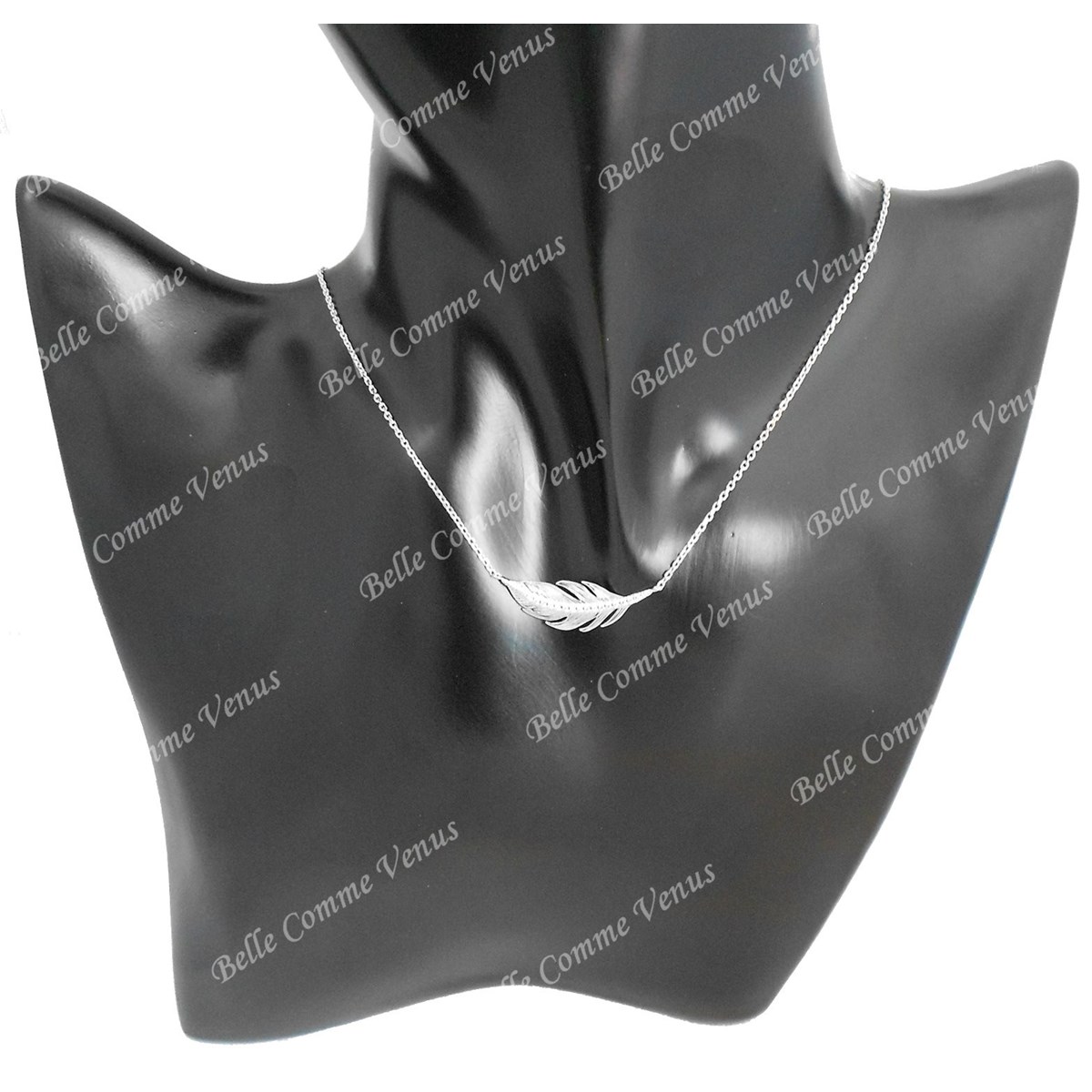 Collier plume sertie d'oxyde de zirconium Argent 925 Rhodié