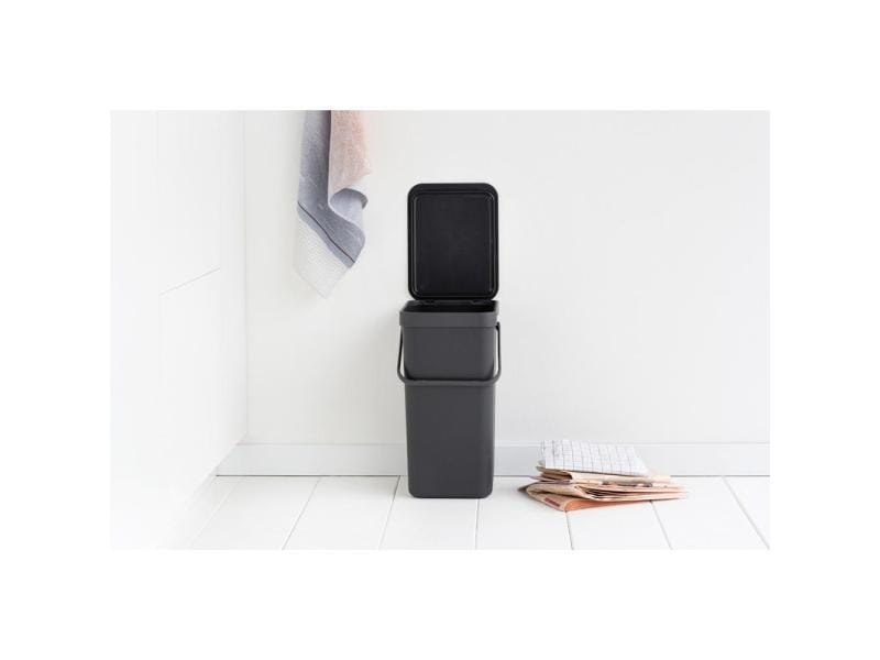 Brabantia Recyclingbehälter Sort & Go 16 l, Dunkelgrau Mülleimer