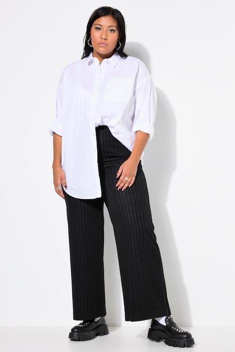 Hose, wide Legs, High Waist, Jersey, Streifen