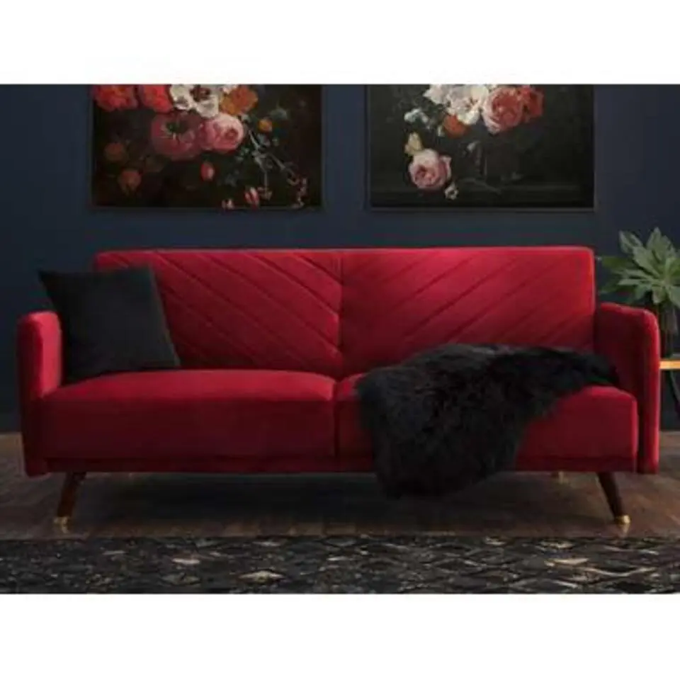 SENJA - Slaapbank 3-zits - Rood - Fluweel