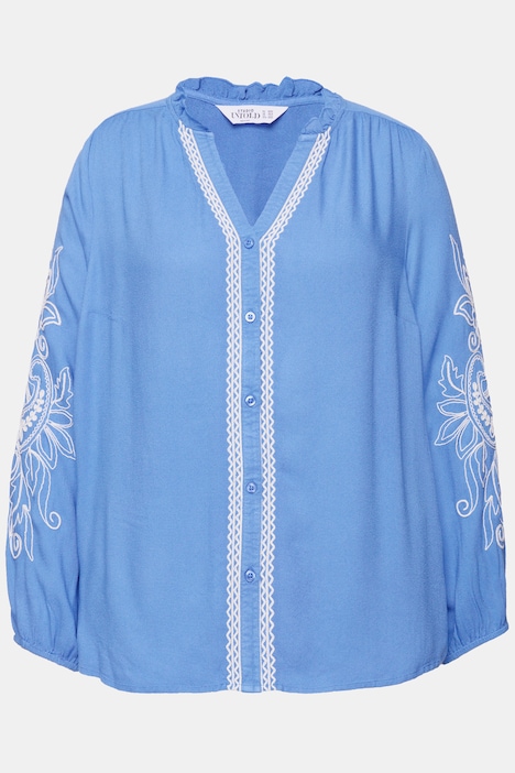 Bluse, Loose Shape, Stickereien,