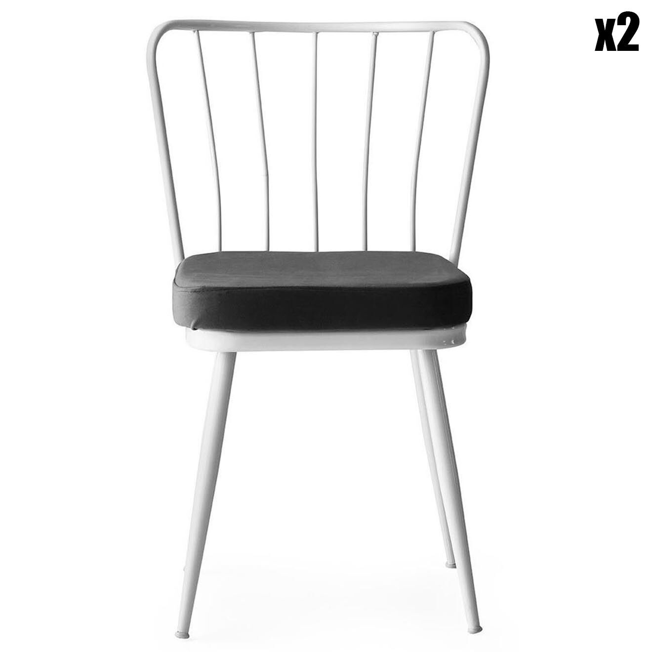 Homitis 2 Chaises Yildiz blanc/noir - 43x82x42 cm