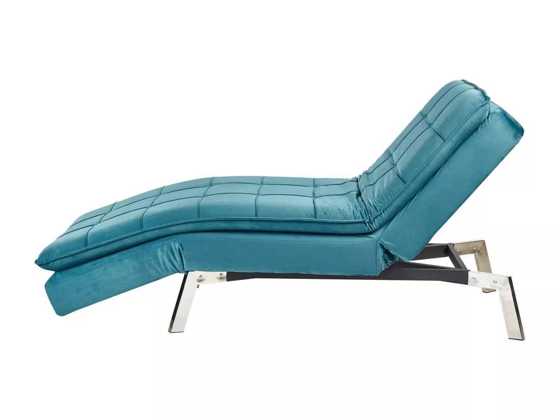 Chaise longue en velours bleu sarcelle LOIRET