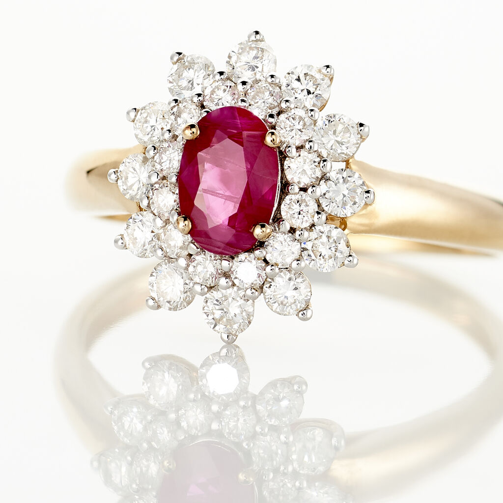 Bague Ivan Or Jaune Rubis Et Diamant