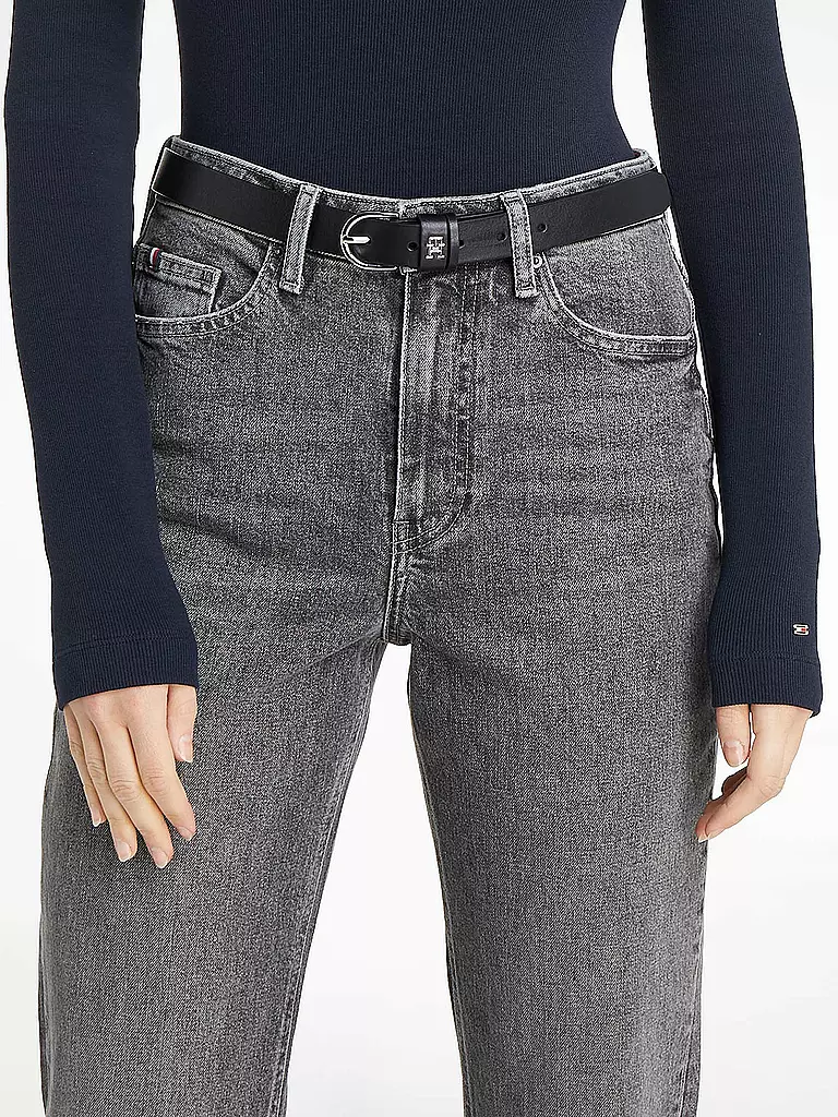 TOMMY HILFIGER Ledergürtel TH TIMELESS schwarz