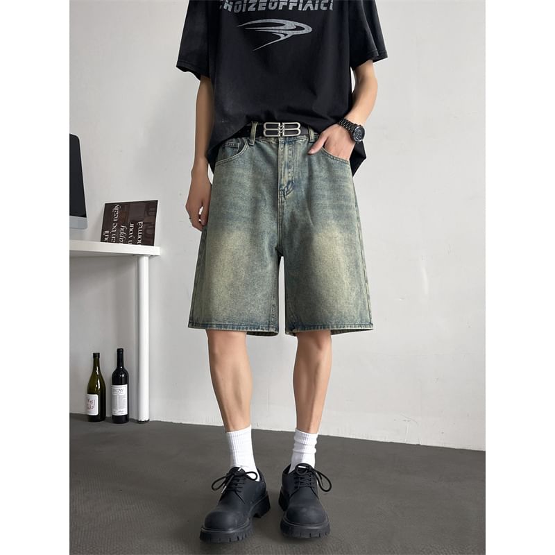 Plummie - Mid Rise Washed Denim Shorts