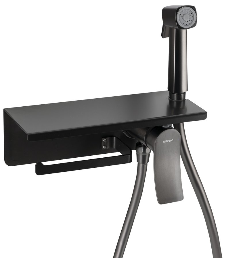 Sapho bidet handdoucheset met toiletrolhouder gunmetal