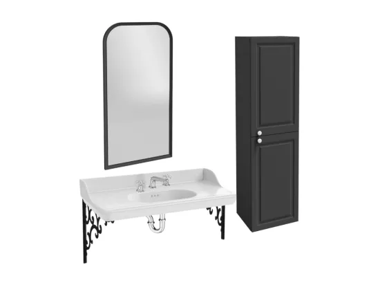 Pack plan vasque suspendu 3 trous JACOB DELAFON Cléo 1889 + colonne droite + miroir + mélangeur croisillon chromé + siphon chromé