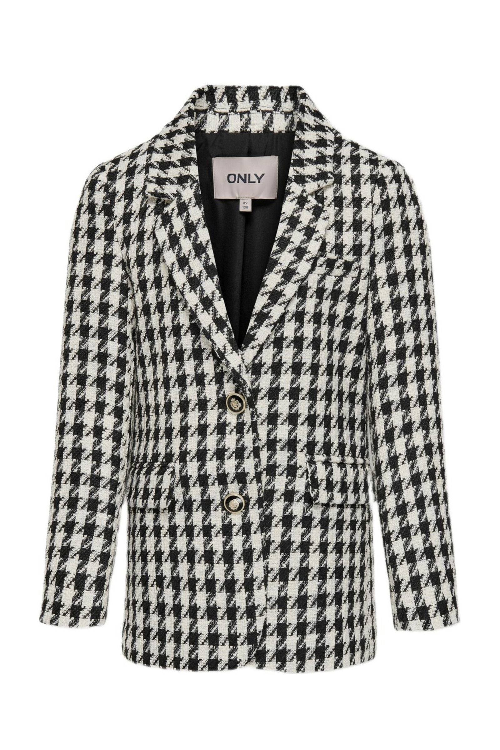 ONLY blazer KOGELINOR met pied-de-poule zwart/wit