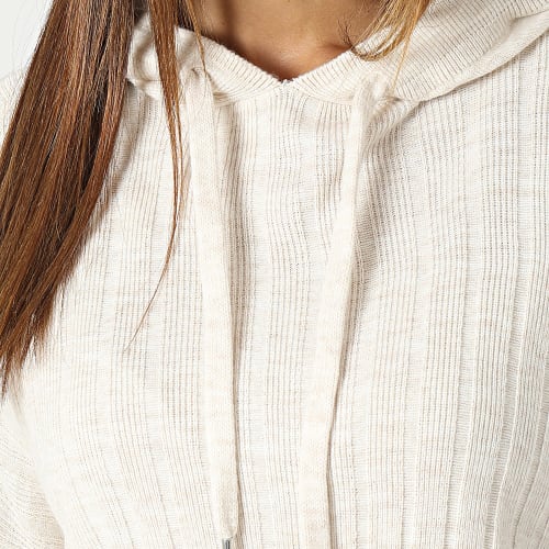 Robe Pull Capuche Tessa Carey Beige Chiné