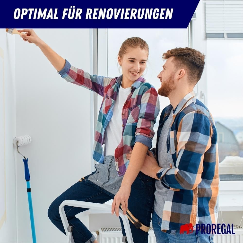 PROREGAL Vouwladder Economy Basic, eenzijdig toegankelijk, 2 treden, werkhoogte 2,47 m, draagvermogen 125 kg