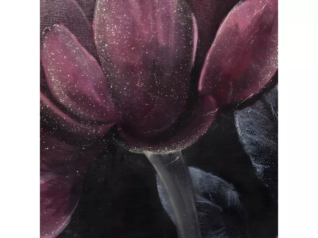 Tableau Toile murale encadrée peinte Fleurs 57 x 57 cm