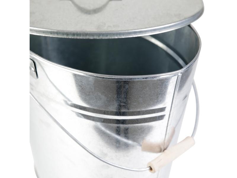 Kamino Ascheeimer mit Deckel, 24 l, Silber Praktischer Ascheeimer