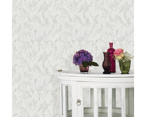 Schuimbehang 97491 pleisterstructuur glitter wit