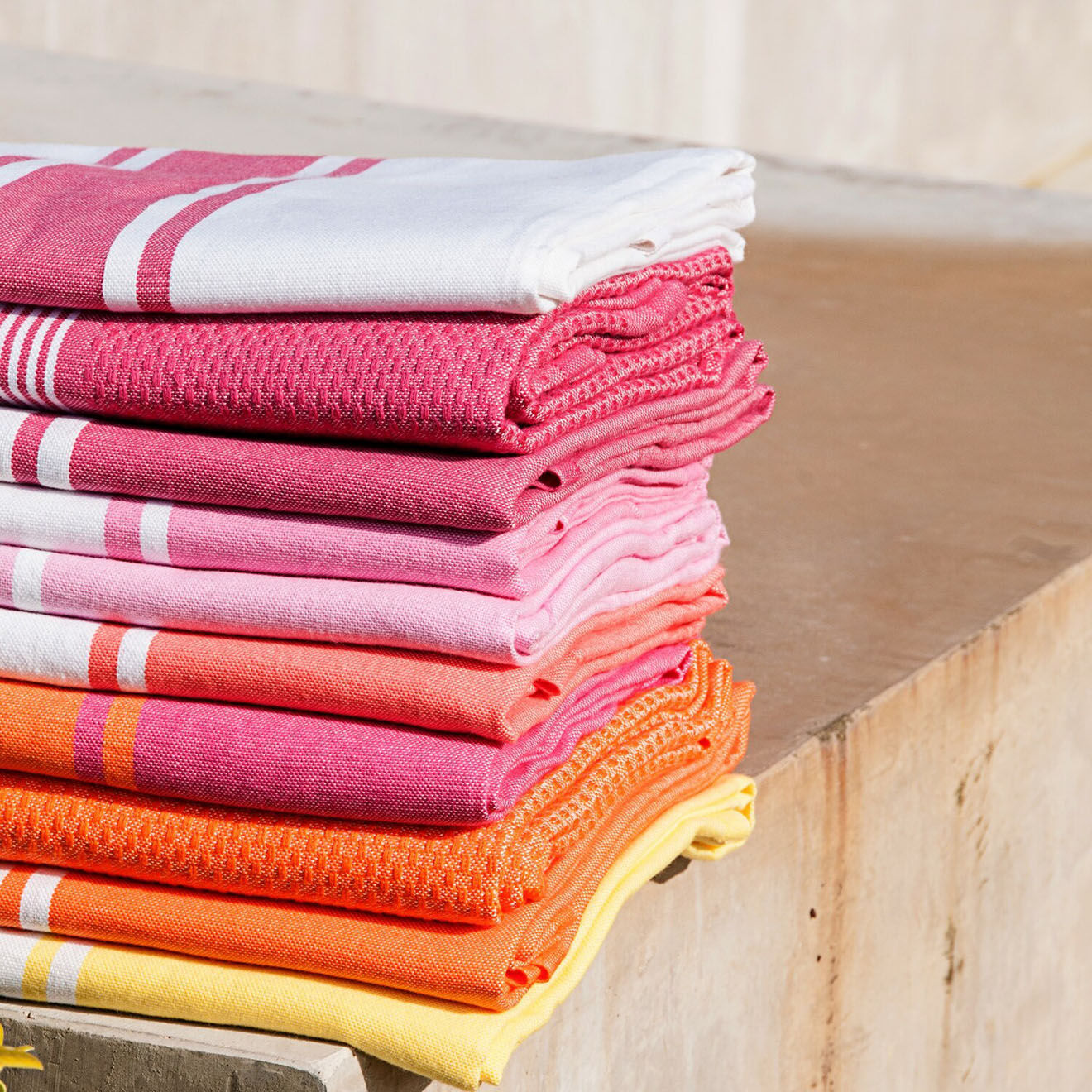 Febronie Fouta Traditionelle St Tropez orange/blanc - 100x200 cm