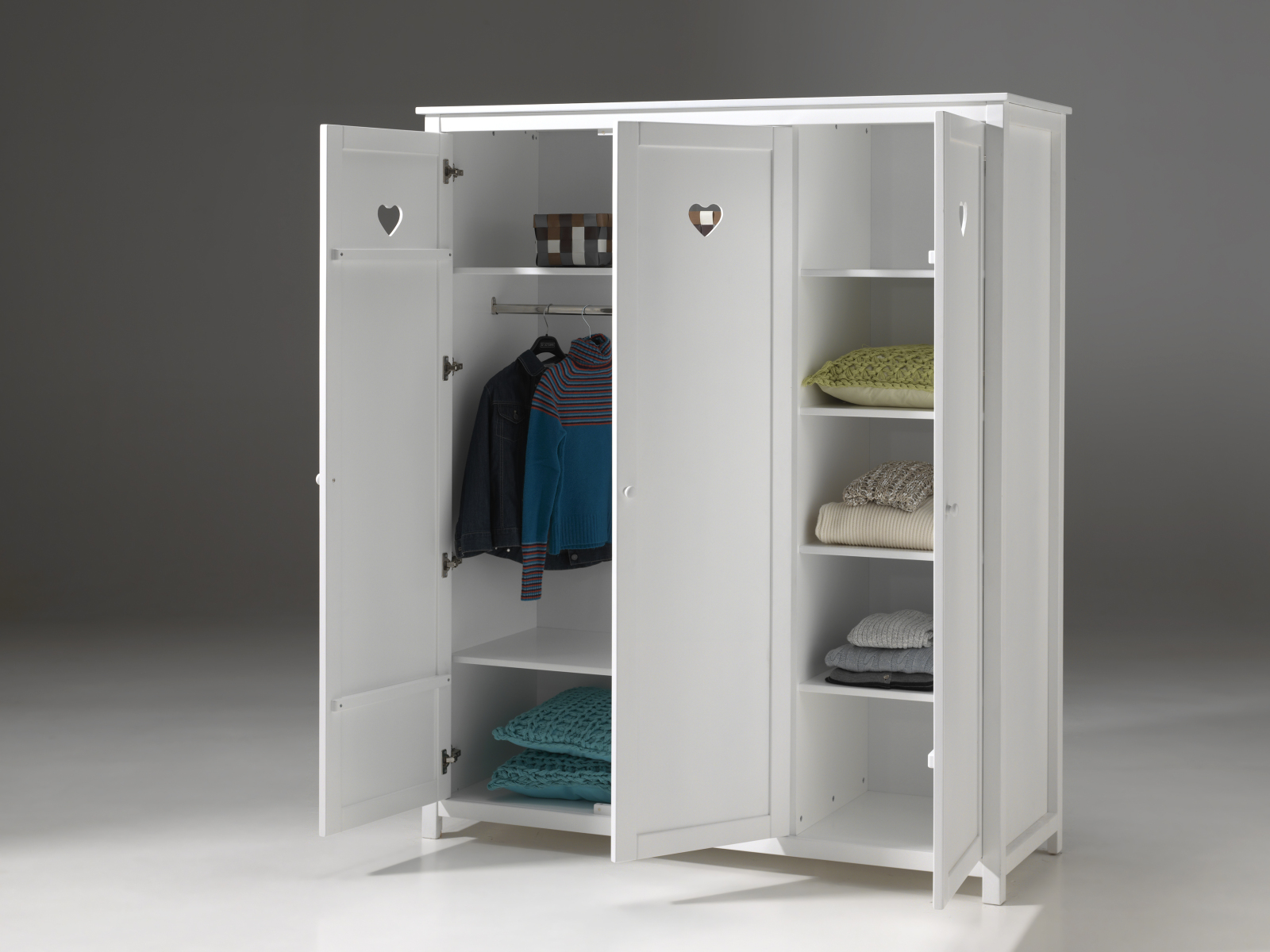 Kleiderschrank AMORI - weiß - 3-türig - 159 cm