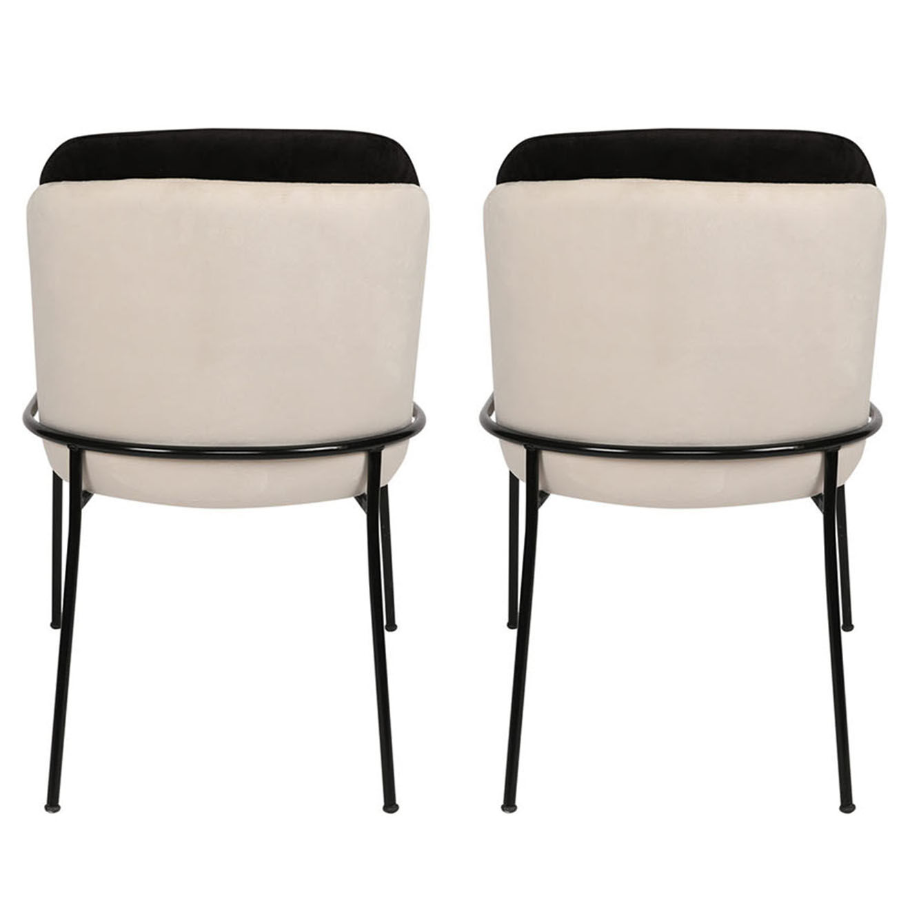 Wooden Art 2 Chaises Dore noir/crème - 86x54x55 cm