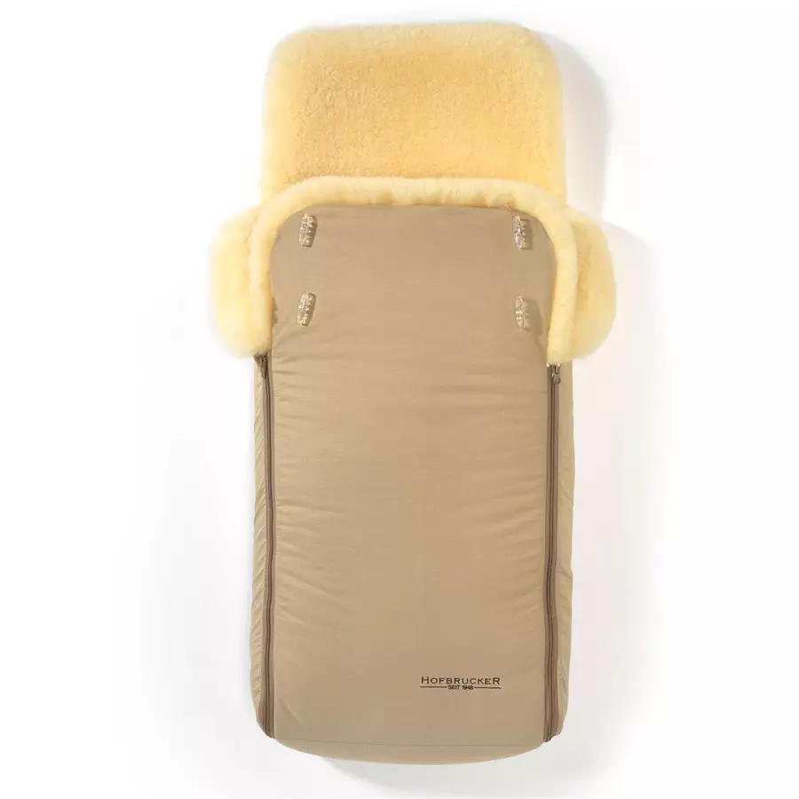 Hofbrucker Kinderwagen Lammfell Fußsack Luxus Hergestellt in Deutschland Beige