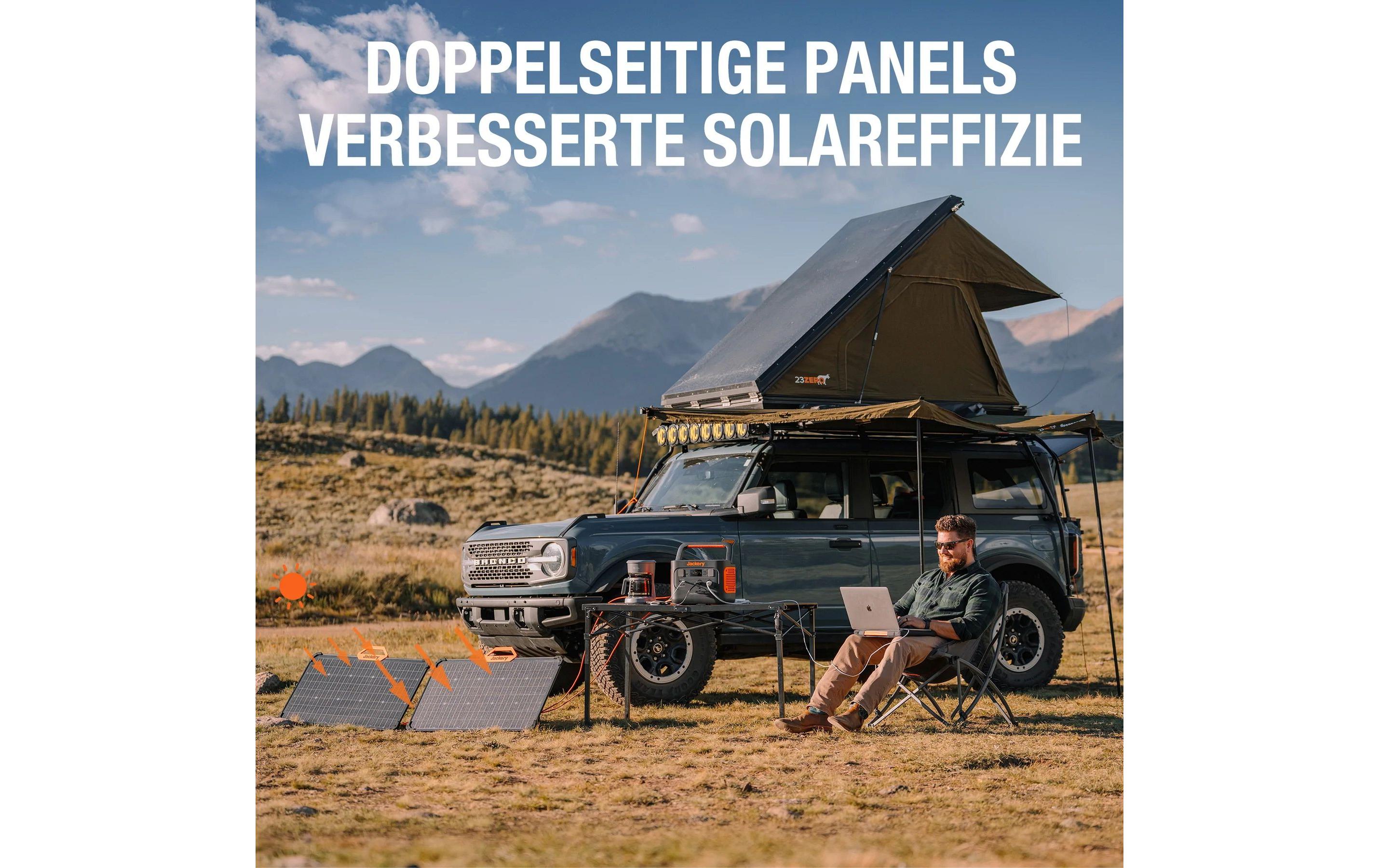 Solarpanel SolarSaga 80 W<br>Solarpanel mit verbesserter Solareffizienz durch doppelseitige Panels