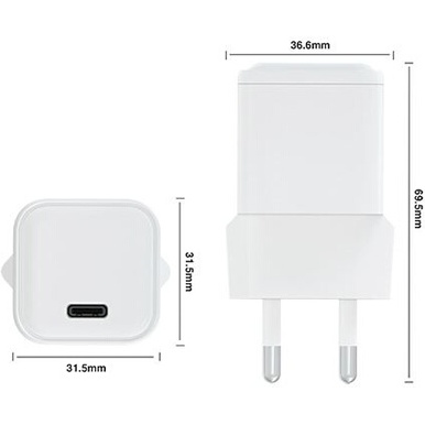 Chargeur pour téléphone mobile Mw secteur USB Type C PD 35 W Blanc