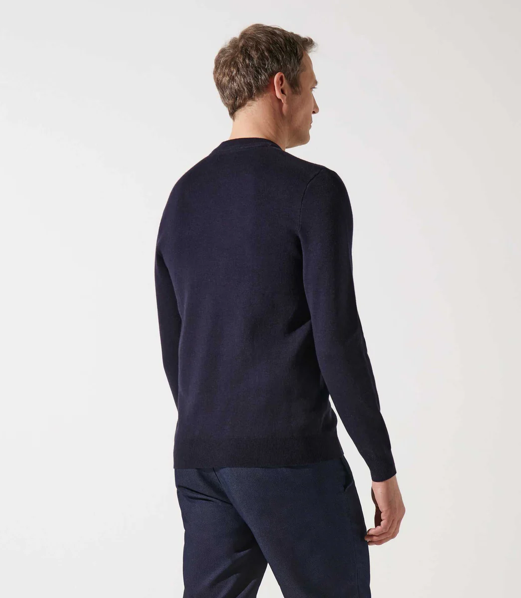 Pull col rond marine avec poche