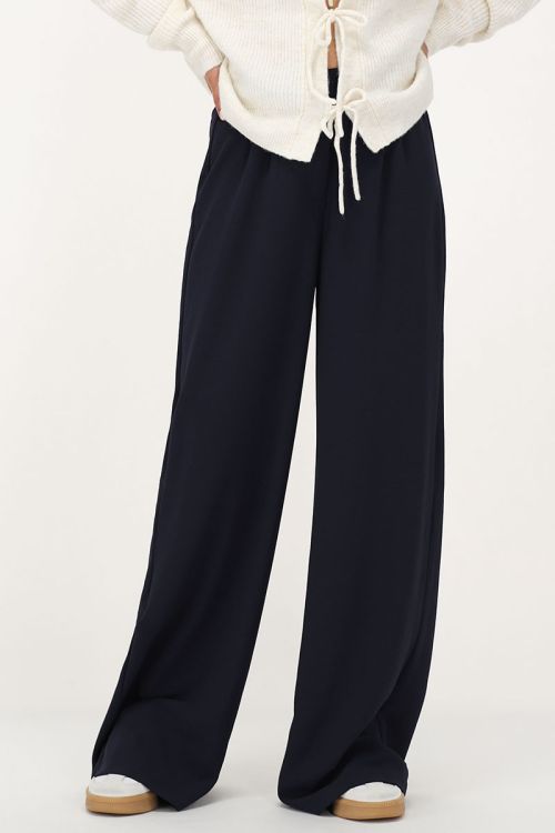 Donkerblauwe wide leg pantalon