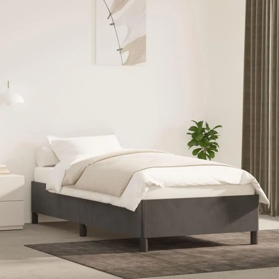 vidaXL - Bed frame zonder matras - Donkergrijs- Fluweel - 90x200 cm