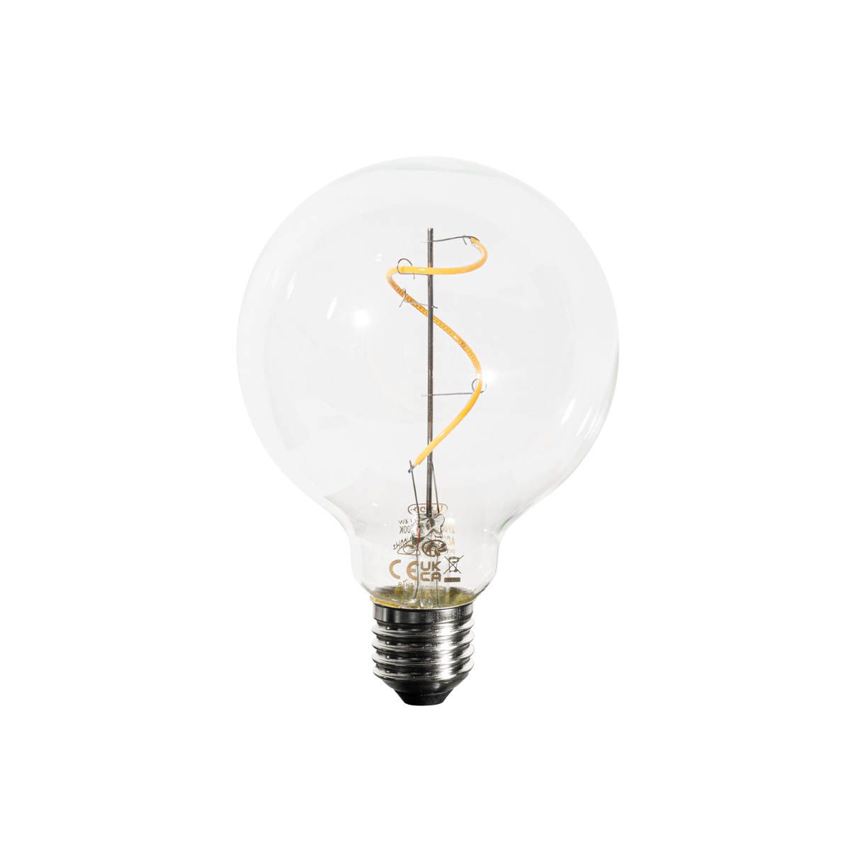 Set van 5 E27 dimbare LED spiraal filament G95 4W 270 lm 2700K