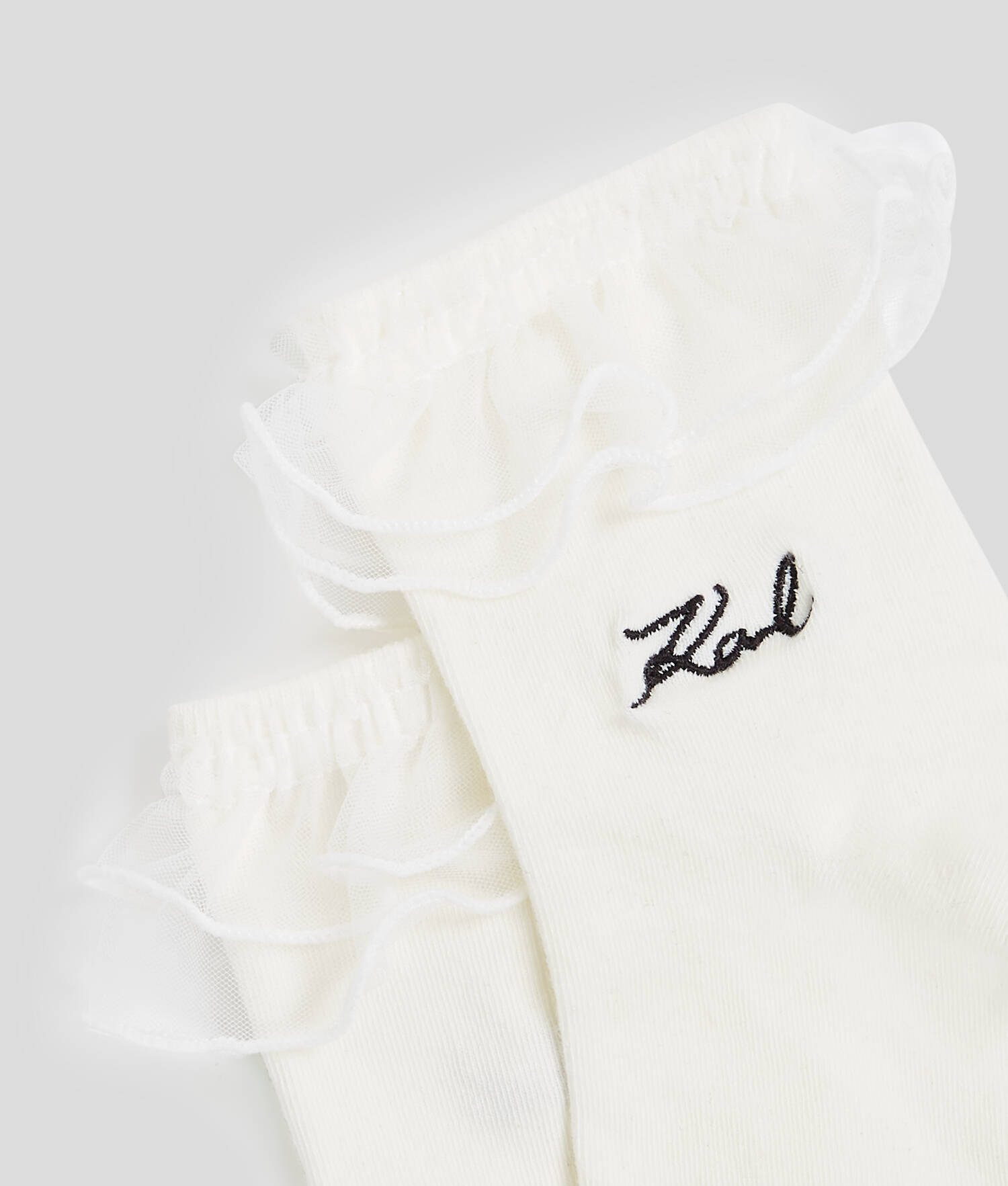 CHAUSSETTES À VOLANTS K/SIGNATURE - 2-PACK - Blanc/Noir