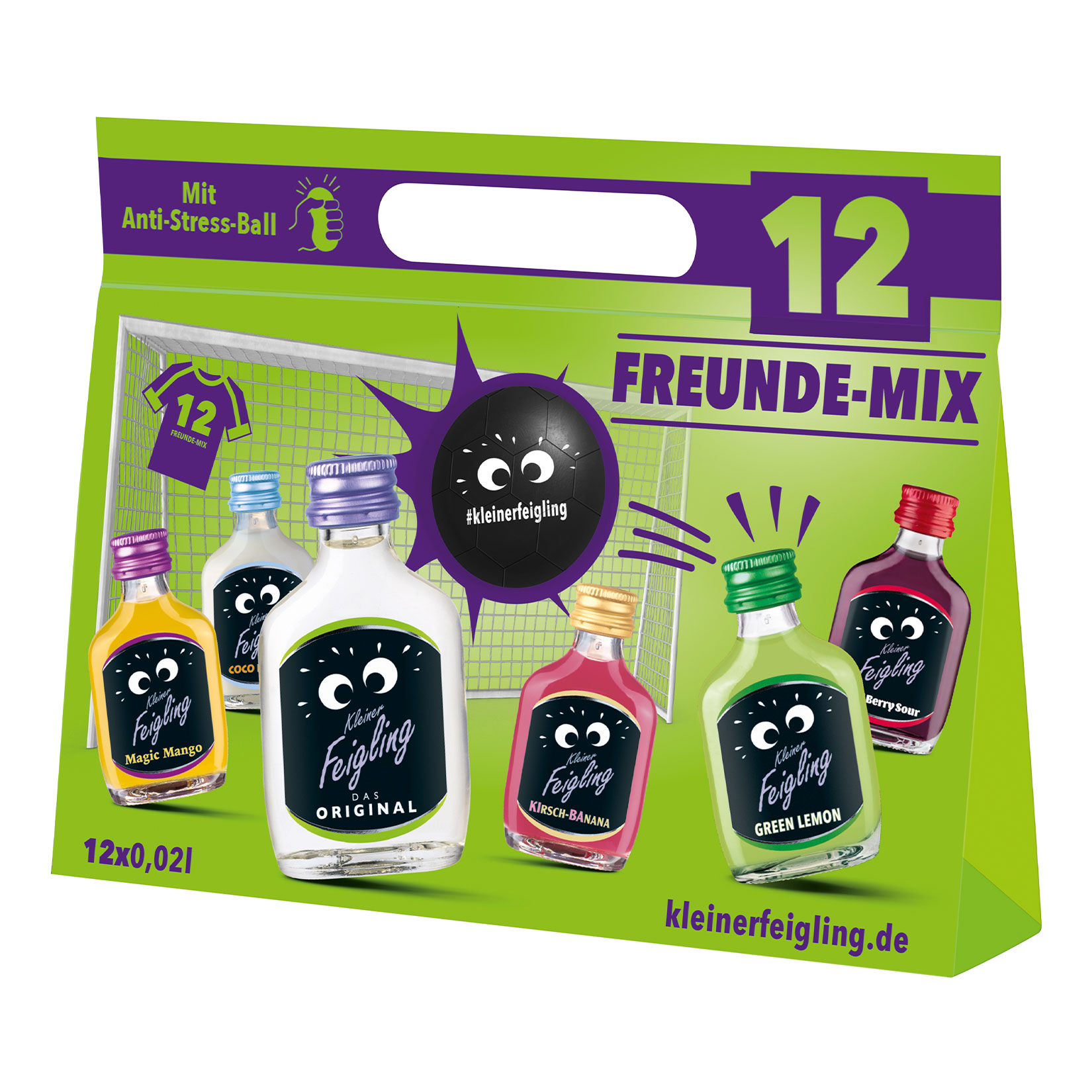 Kleiner Feigling 12 Freunde Mix mit Anti Stress Ball 15,0 - 20,0 % vol 20 ml, 12er Pack